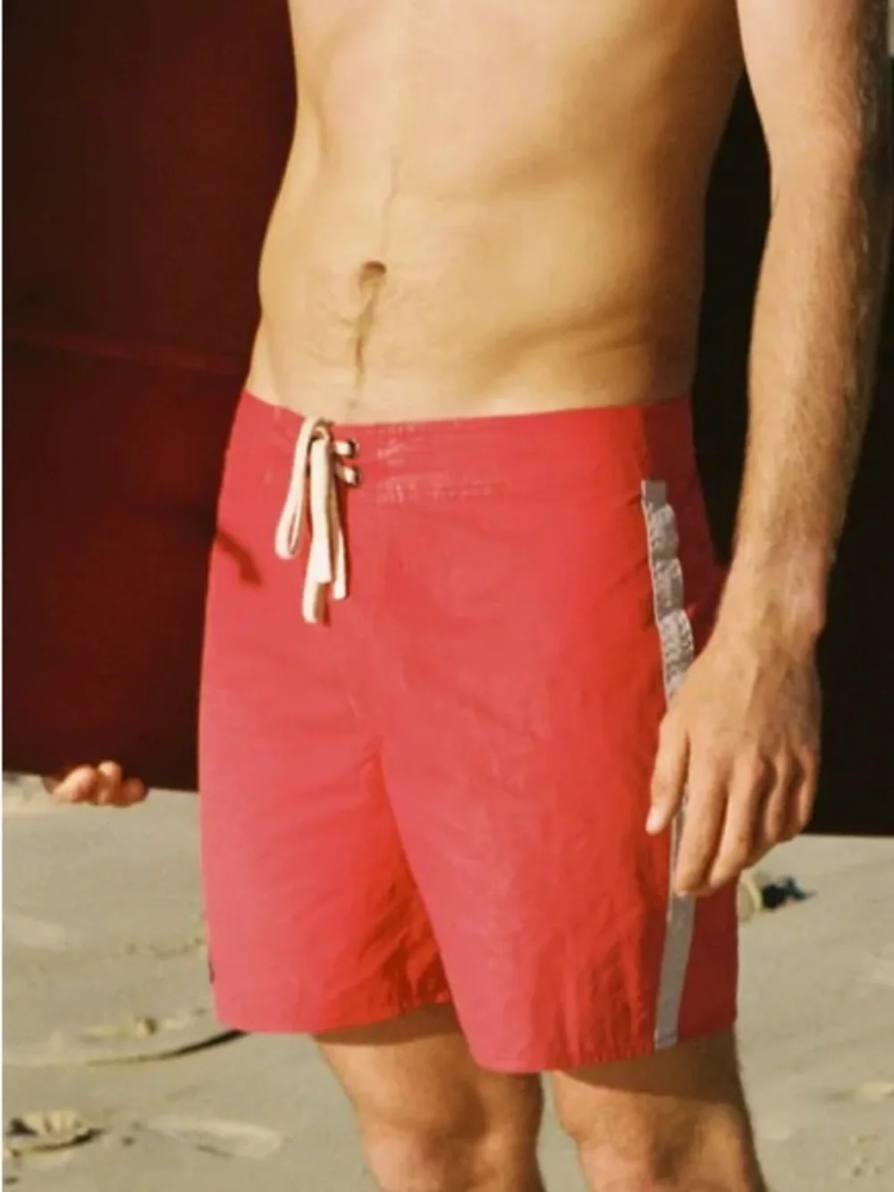 McTavish men’s Ripstop Board Shorts Swim Trunks Swim Suit Red Lifeguard beach 32